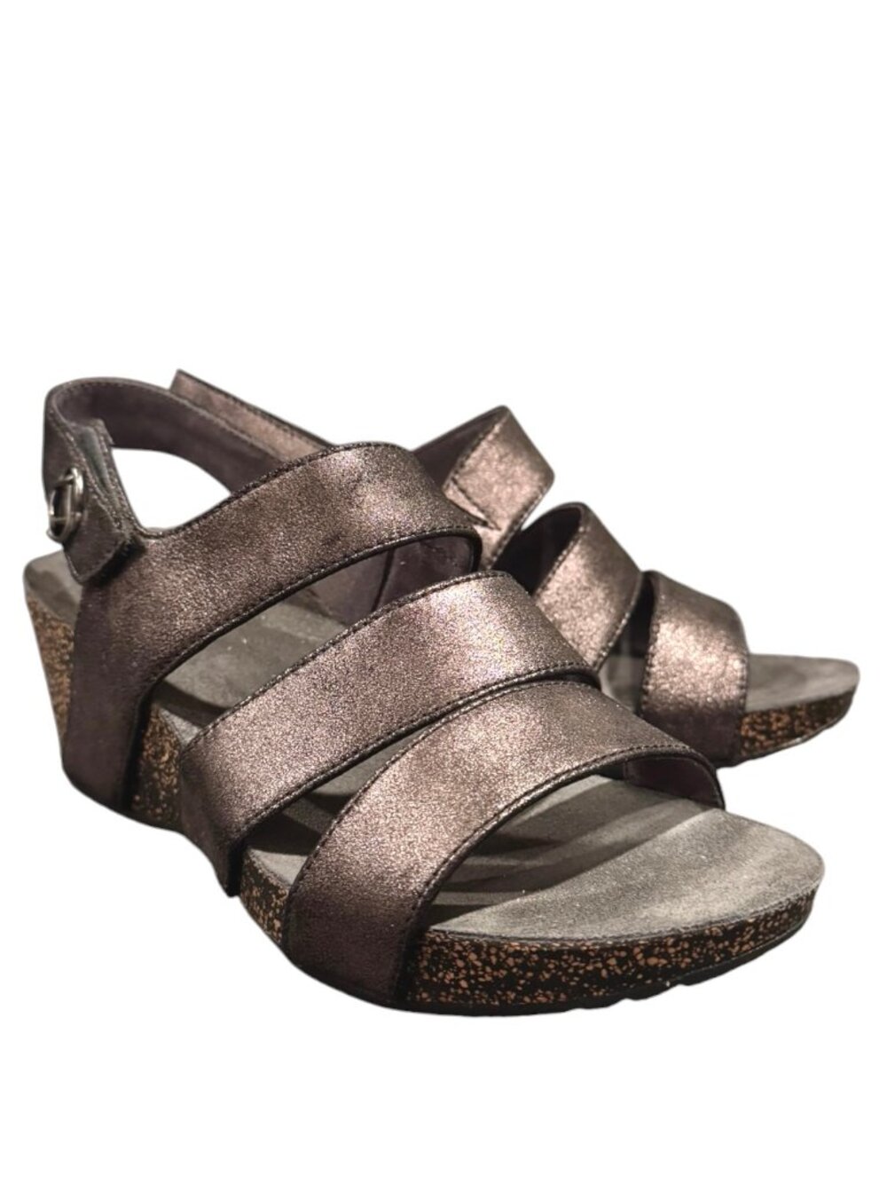 Dansko Stacey Wedge Sandals Women’s EU 38 Black Metallic Leather Comfort Slingba